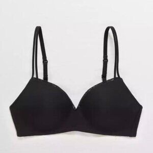 Aerie Black Real Happy Wireless Push Up Convertible Bra